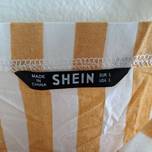 NWOT Yellow Striped Overall Dress - Picture 4 of 6